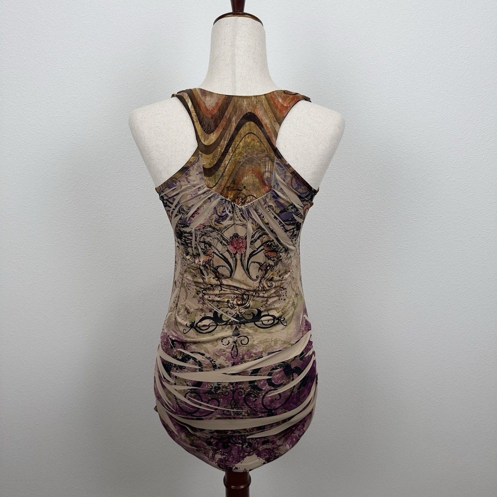 Vtg Y2K Body Central Top Womens M Rose Graphic Fairy Grunge Rock Dark Feminine - Picture 7 of 13